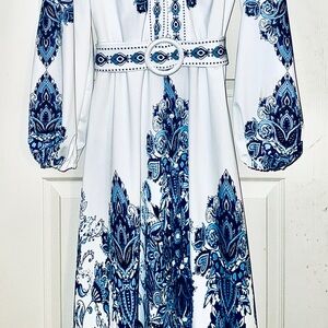 BeautifulBlue and White Patterned Dress